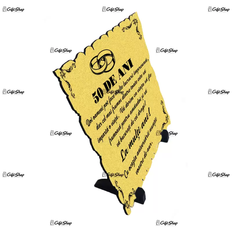 Aniversare 50 ani doi oameni pot face multe, placheta cu mesaj b